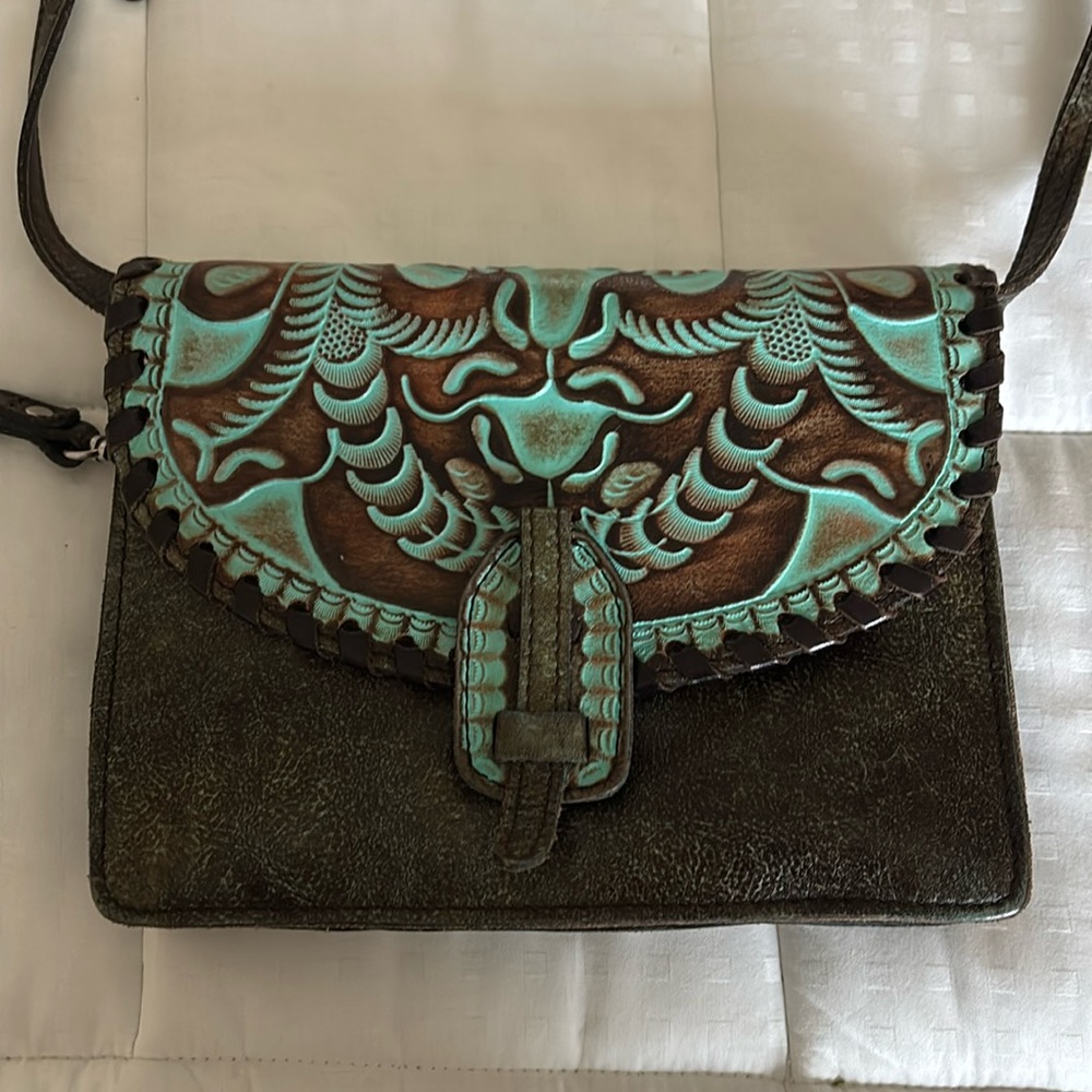 Brown and Turquoise Purse